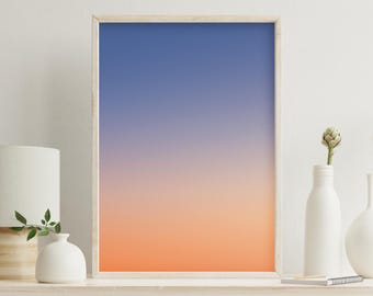 Muurkunst zonsonderganggradiënt, abstracte digitale print, minimalistische illustratie voor woondecoratie