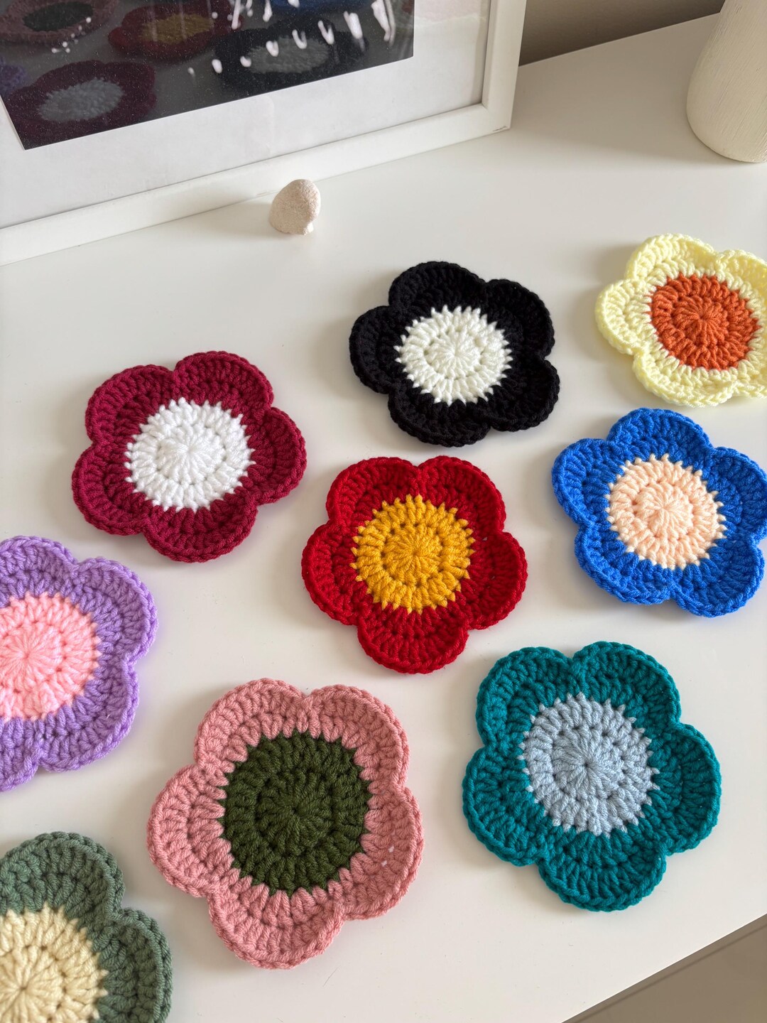 Flower Coaster Crochet Easy Pattern Handmade by Ocavve Pdf - Etsy