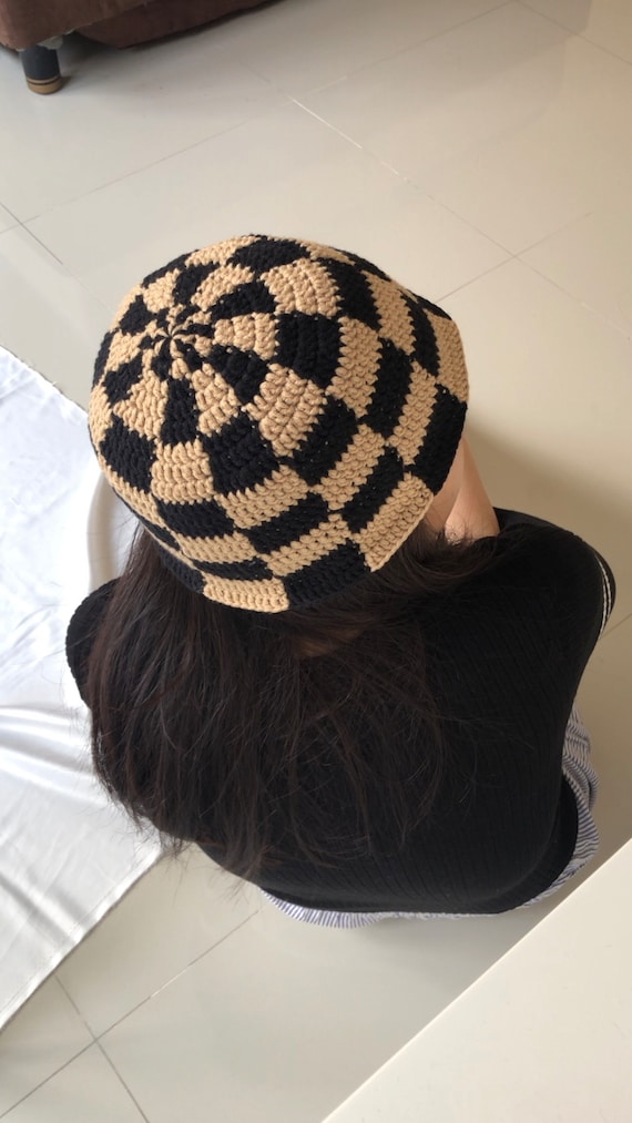 Cole Checkered Bucket Hat Crochet Handmade - Etsy display picture 3