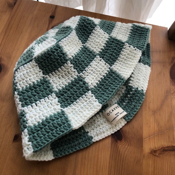 PATTERN ONLY Cole Checkered Bucket Hat pattern Crochet Handmade by Ocavve