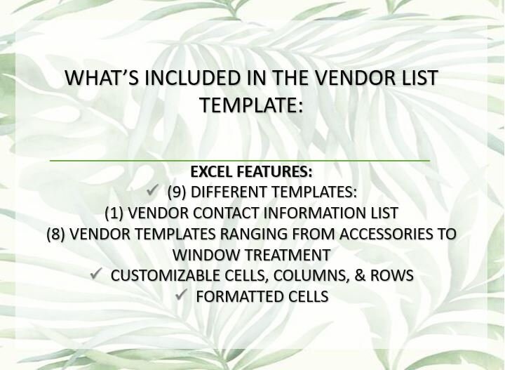 Vendor List Interior Design Pricing Calculator Etsy Vendor List