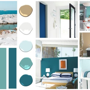 Paleta de pintura preempaquetada - Casa de playa - Costera - Casa de playa / Paleta de colores costera - Diseño de interiores
