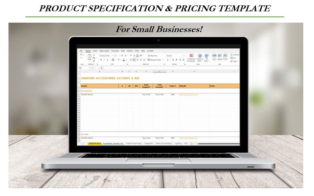 Vendor List Interior Design Pricing Calculator Etsy Vendor List