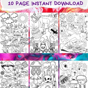 Psychedelic Coloring Pages | Stoner Coloring Pages | Trippy Coloring Pages | Adult Coloring Pages | PDF Coloring Book | Digital Coloring