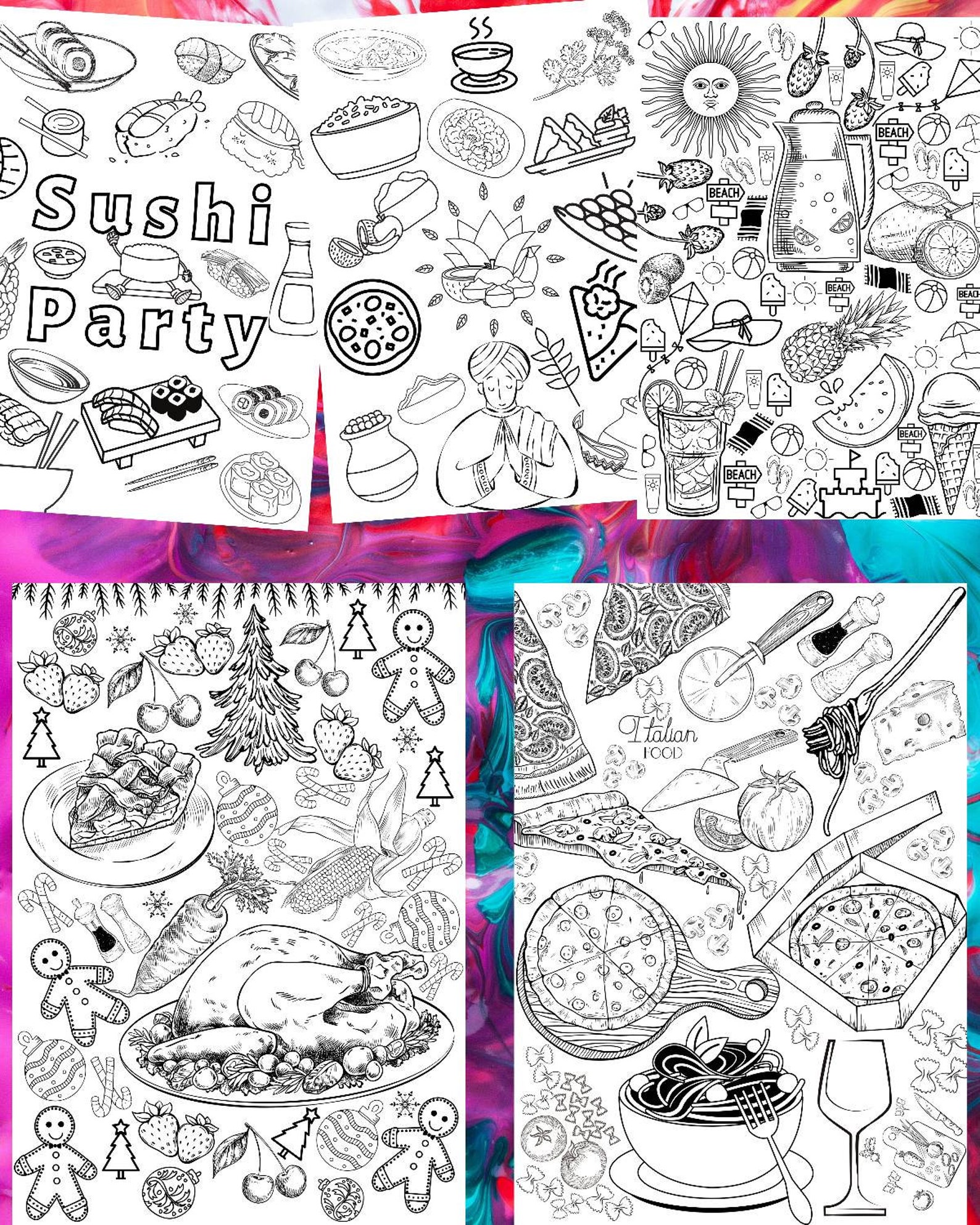 Foodie Coloring Pages Food Coloring Pages PDF Coloring - Etsy