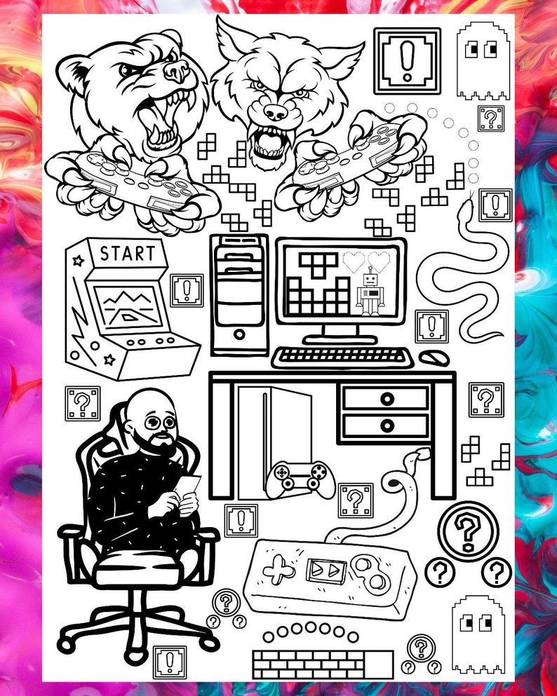 Gamer Coloring Pages Gaming Coloring Pages PDF Coloring Pages Digital