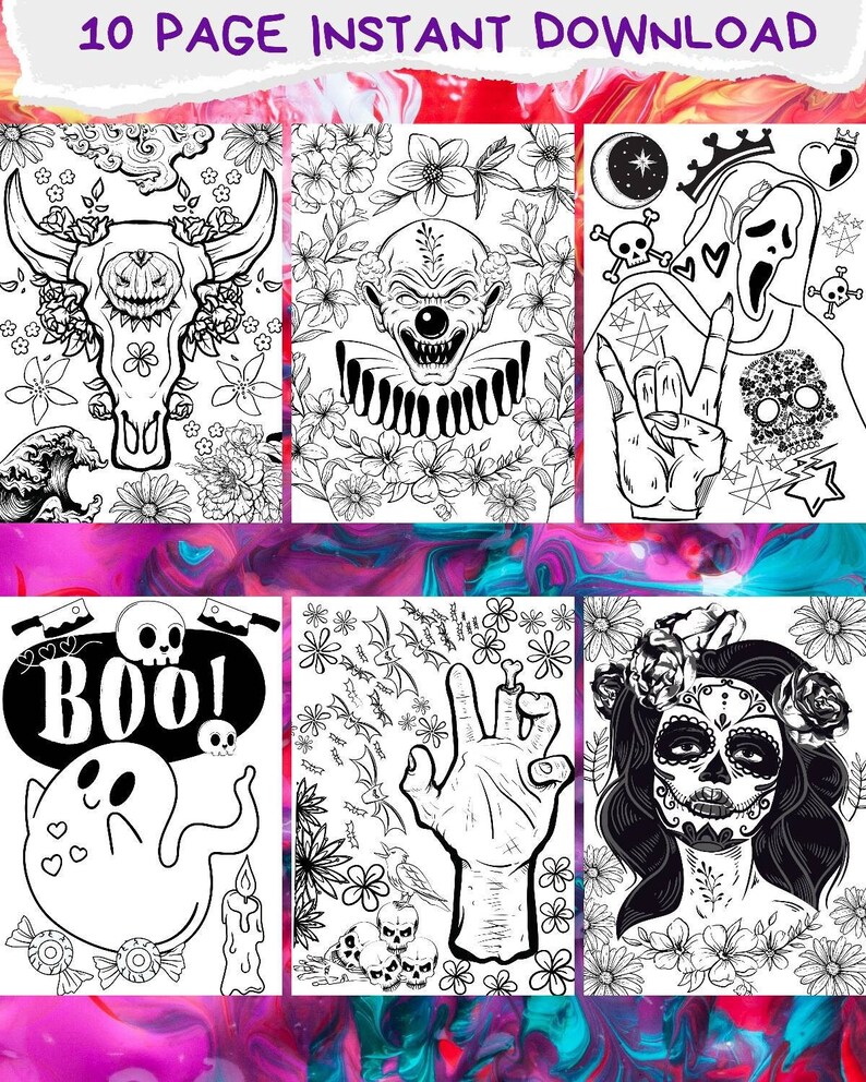 Spooky Coloring Pages | Halloween Coloring Pages | Horror Coloring Pages | Creepy Coloring Pages ...