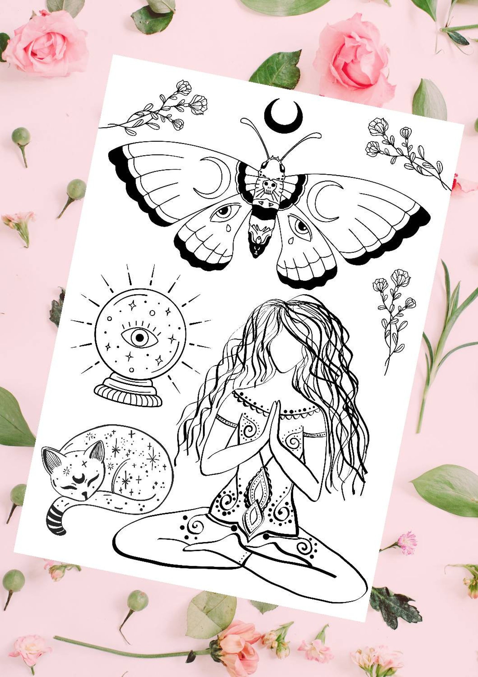 Spiritual Coloring Pages | Magical Coloring Pages | Witchy Coloring