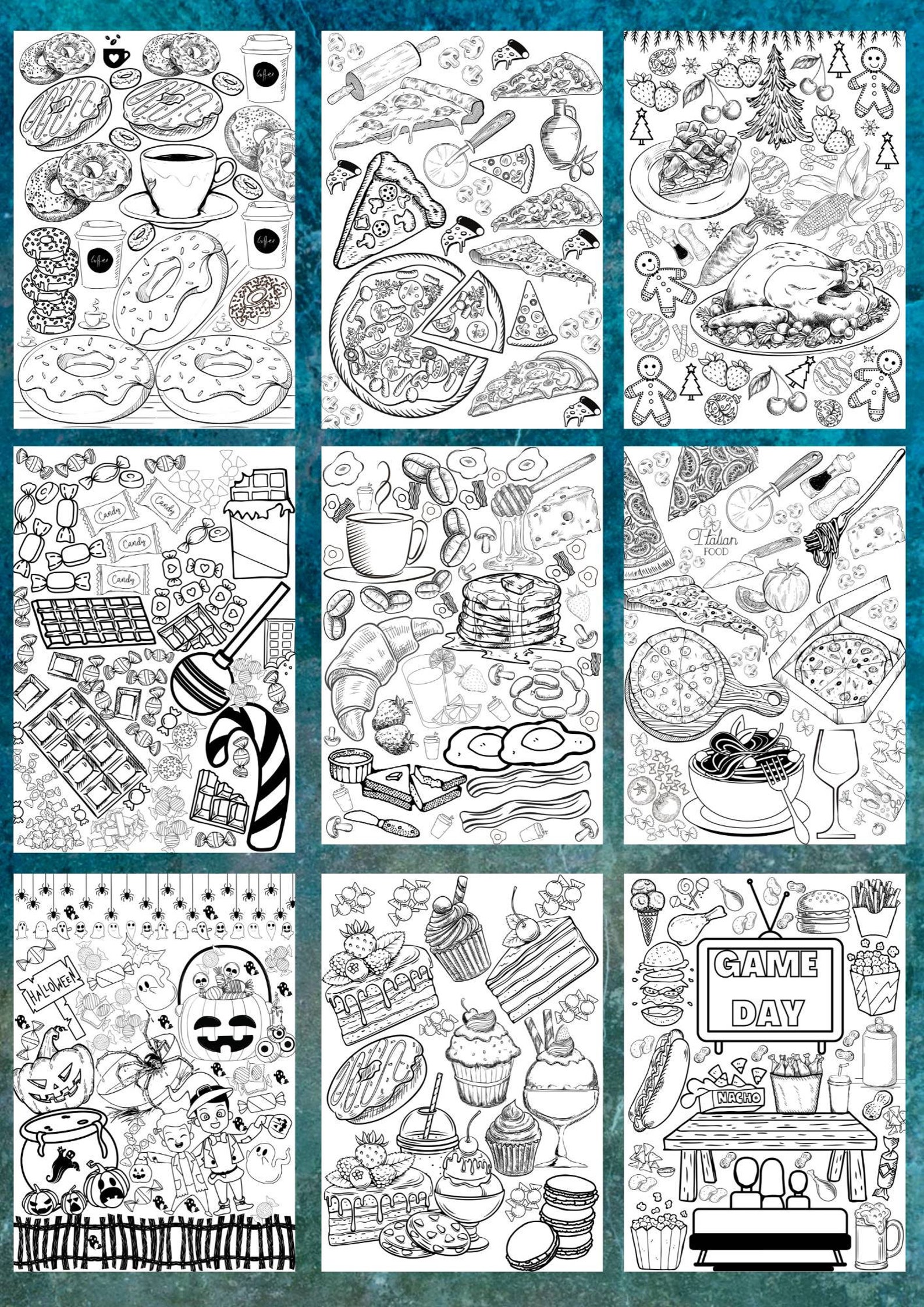 Foodie Coloring Pages Food Coloring Pages PDF Coloring - Etsy
