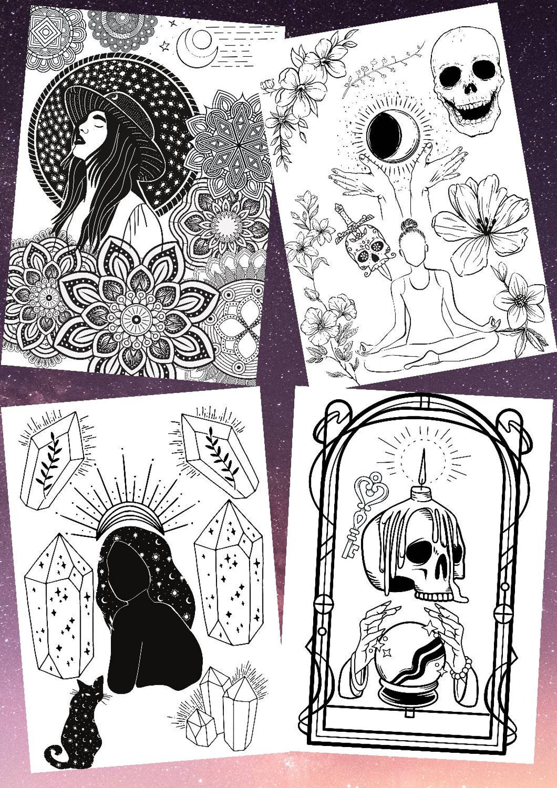 witchy-coloring-pages-spiritual-coloring-magic-coloring-etsy