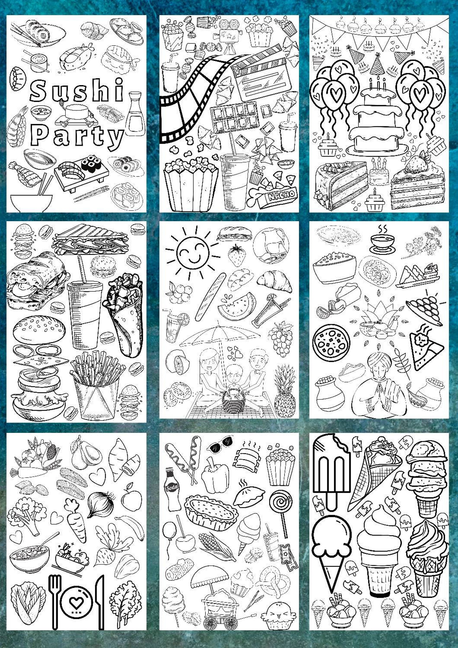 Foodie Coloring Pages Food Coloring Pages PDF Coloring | Etsy