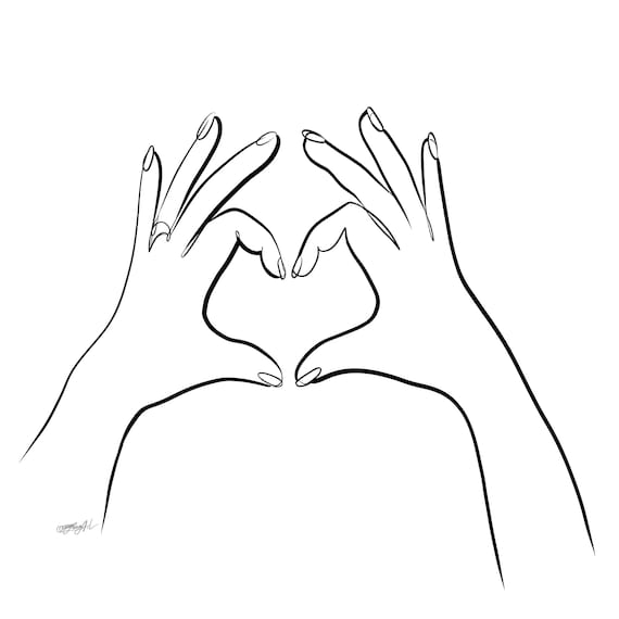 heart hands drawing