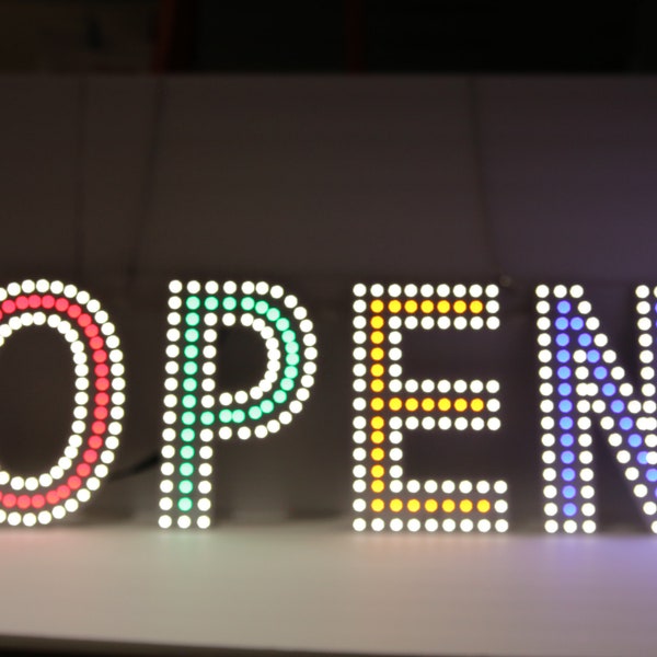 Light Weight Hanging LED OPEN Business Store Sign - 11" x 33"