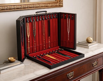 Luxury Leather Tasbeeh Case, Wooden Prayer Beads Storage Box, Handmade Tasbeeh Organizer, Islamic Gift for Men, Premium Tasbeeh Holder