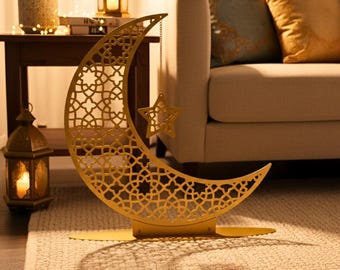 Ramadan Decor for Table, Metal Crescent Ramadan Moon, Eid Decor, Ramadan Tree, Ramadan Decoration for Home, Ramadan Gifts, Muslim Gifts