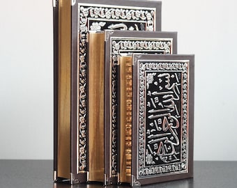 Luxury Silver Inlaid Hardcover Quran, Ramadan Gift, Holy Qur’an Book, Handcrafted Silver-Decorated Cover, Islamic Muslim Gift for Eid