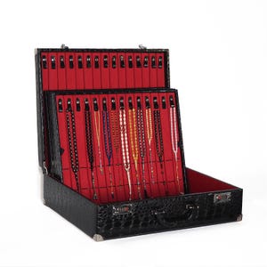 Exclusive Black Leather-Covered Wooden Tasbeeh Case (For up to 85 Tasbeehs), Handmade Tasbeeh Organizer, Islamic Gift for Men