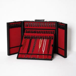 Exclusive Black Leather-Covered Wooden Tasbeeh Case (For up to 67 Tasbeehs), Handmade Tasbeeh Organizer, Islamic Gift for Men Tasbeeh Holder