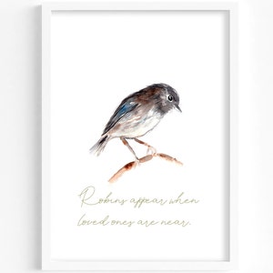 Robins appear Sympathy  Poem WATERCOLOUR Robin  Funeral Printable Poem  Grief Poem Sympathy Gift  Loss & Grief *DIGITAL DOWNLOAD*