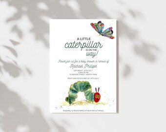 BABY SHOWER The very hungry caterpillar | Editable Digital invitation, 5x7" Customizable in Canva, Instant Download, Baby shower party