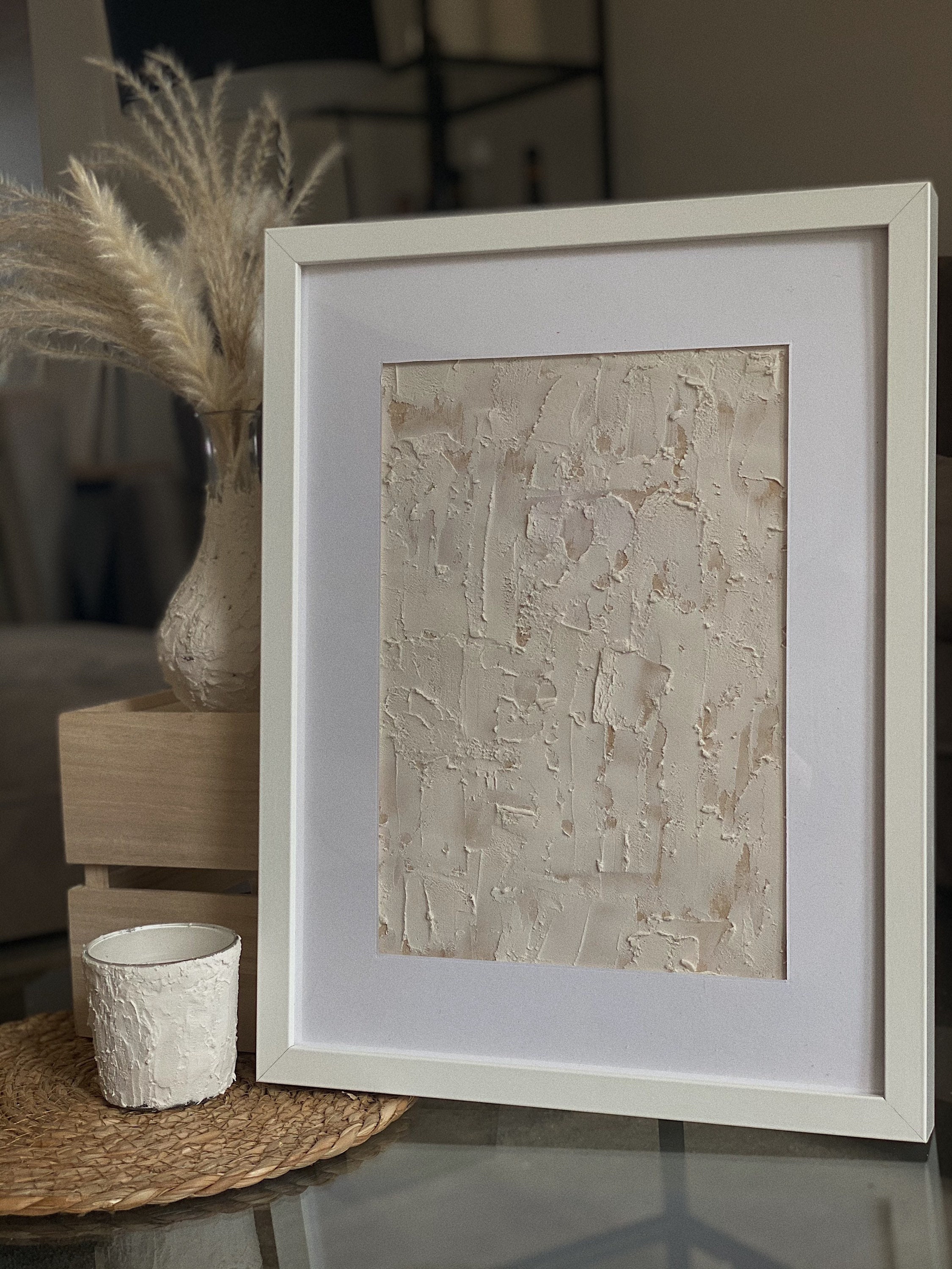 White textured canvas art Etsy