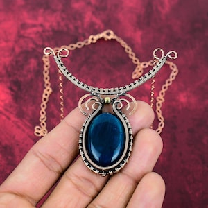 Neon Flash Labradorite Necklace Copper Wire Wrapped Gemstone Necklace Adjustable Chain Necklace Copper Jewelry Handmade Necklace For Gifts