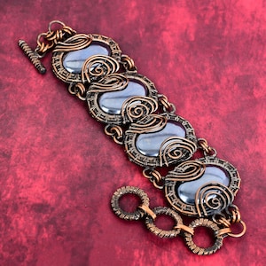 Handmade Shungite Gemstone Bracelet: Copper Wire Wrapped Jewelry