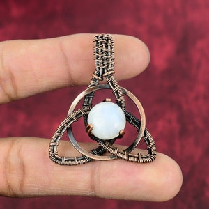 Rainbow Moonstone Pendant Copper Wire Wrapped Pendant Handmade Gemstone Jewelry Amazing Pendant Copper Wire Wrap Jewelry Anniversary Gifts
