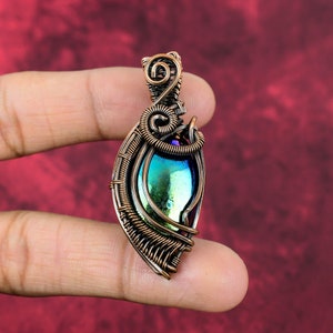 Colgante de labradorita de fuego místico, joyería hecha a mano envuelta en alambre de cobre, colgante de piedra preciosa genuina, colgante de cobre, regalos para ella, colgante envuelto en alambre