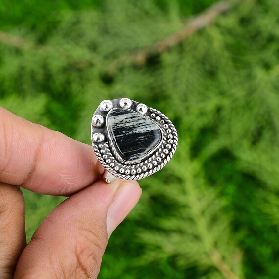 Silver Leaf Jasper Ring Very Nice Gemstone Elegant Jewelry Etsy