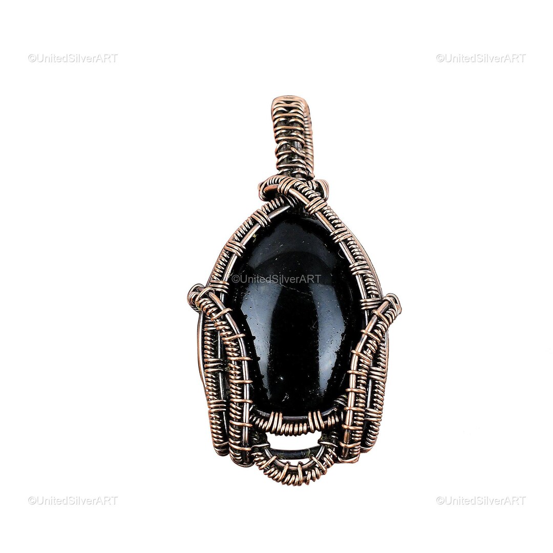 Valuable Black Onyx Wire Wrapped Pendant, Gemstone Pendant, Black