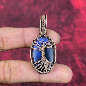 Handmade Copper Wire Wrapped Tree of Life Labradorite Pendant