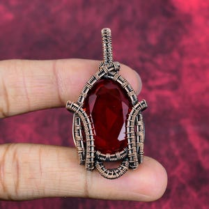 Faceted mozambique garnet pendant copper wire wrapped pendant gemstone pendant unique copper design jewelry handmade pendant gifts for women