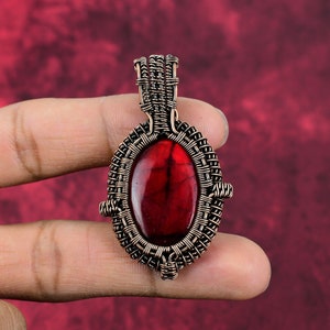 Red Fire Labradorite Pendant Copper Wire Wrapped Pendant Handmade Pendant Labradorite Jewelry Gemstone Pendant Copper Wire Jewelry For Gifts
