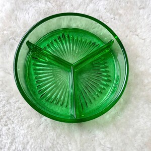 Emerald Green Glass Relish Dish | Vintage Dish with 3 Compartments