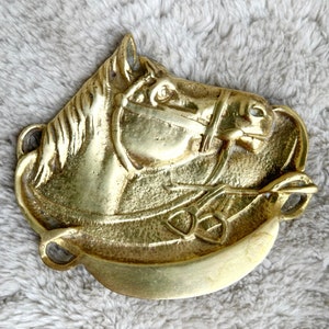 Vintage Brass Horse Ashtray | Equestrian Motif Dish