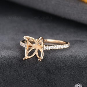 Unique Tulip Floral Engagement Ring Setting Yellow Gold  Round Cut Moissanite Ring Setting Without Center Stone Setting Custom Semi Mount