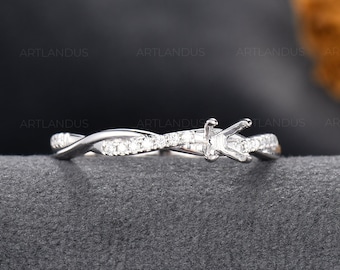 Custom Semi Mount Engagement Ring Setting White Gold  Infinity Half Eternity Diamond Ring Solitaire Personalized Antique Ring Promise Gift