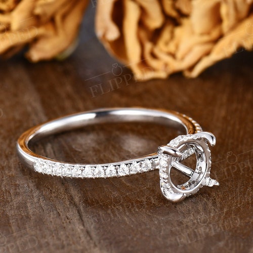 Hidden Halo Ring Setting Stackable or Engagement Semimount Etsy