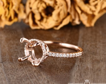 Engagement Ring Setting Hidden Halo Ring Custom Semi Mount Rose Gold Diamond Solitaire Ring 14k/18K Ring Setting Personalized Antique Ring