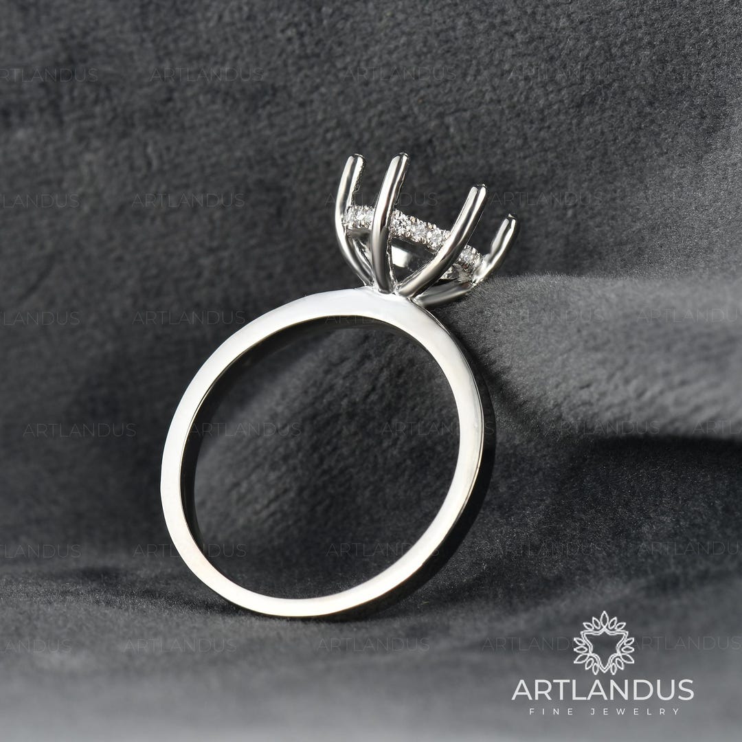 2mm Width Semi Mount Ring Setting Round Cut Engagement Ring Setting ...