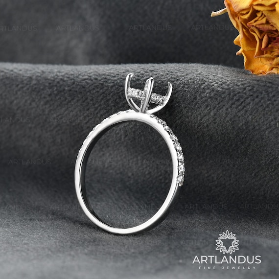 Engagement Ring Setting White Gold Hidden Halo Setting Without