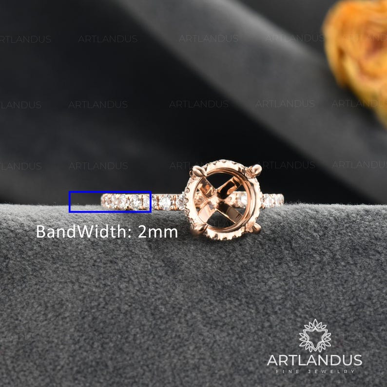 Engagement Ring Setting Hidden Halo Ring Custom Semi Mount Rose Gold ...