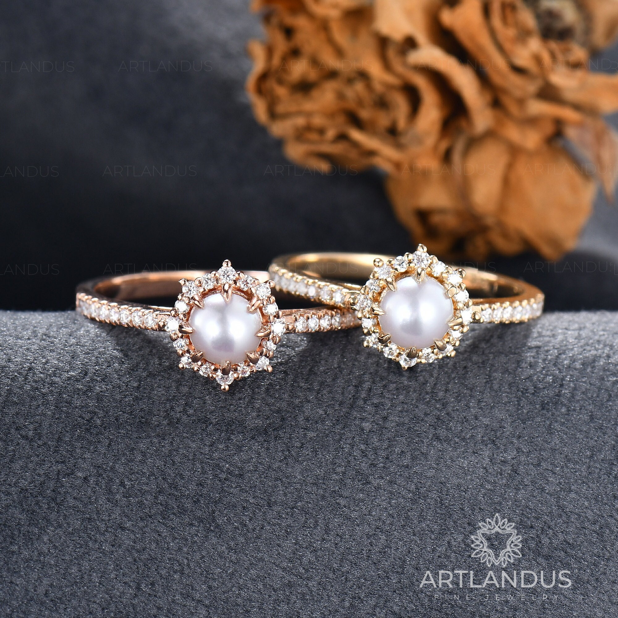 Akoya Pearl and Diamond Ring - Etsy