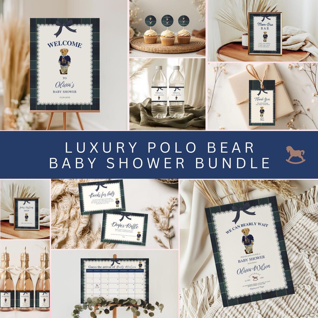 Teddy Bear Luxury Polo Baby Shower Bundle Tartan Equestrian Gender ...