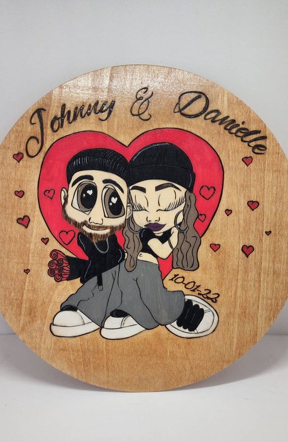 Custom Cartoon Couple Chicano Love Wood Anniversary Gift - Etsy Canada Custom Cartoon Couple Chicano Love Wood Anniversary Gift - Etsy Canada