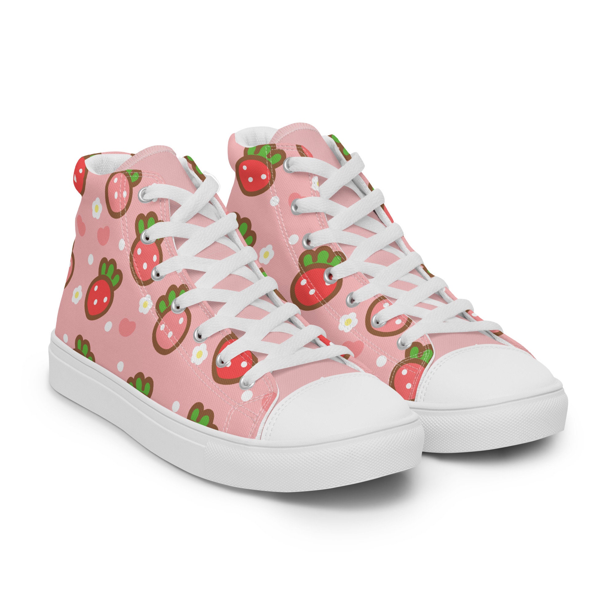 Black Pink Rose Flower Print Men's High Top Shoes