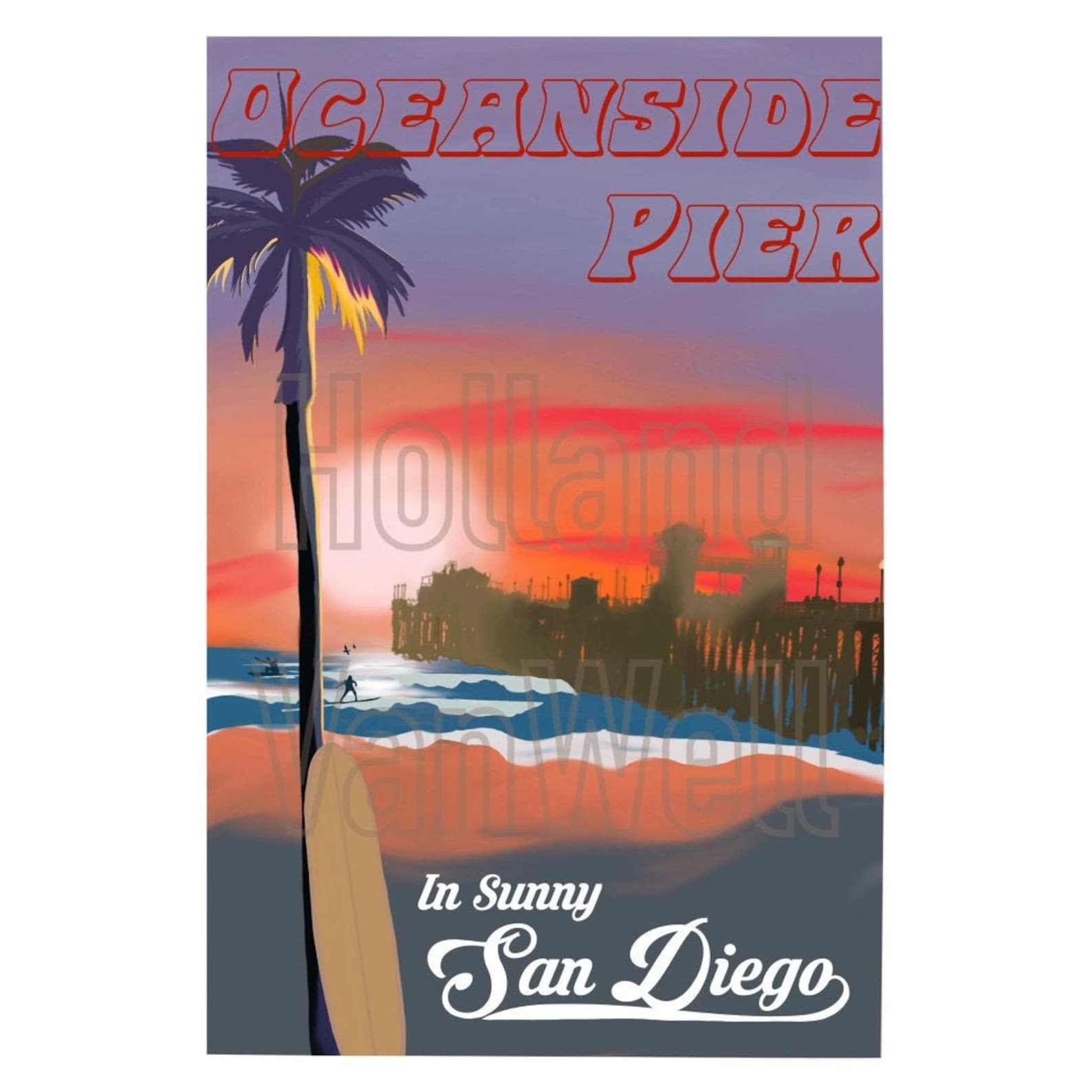 Oceanside Pier San Diego Postcard Etsy UK