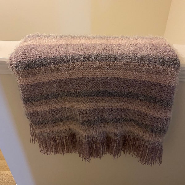 Latte Cake Throw With Fringe (Knit Pattern Only) Perfect for Beginners!