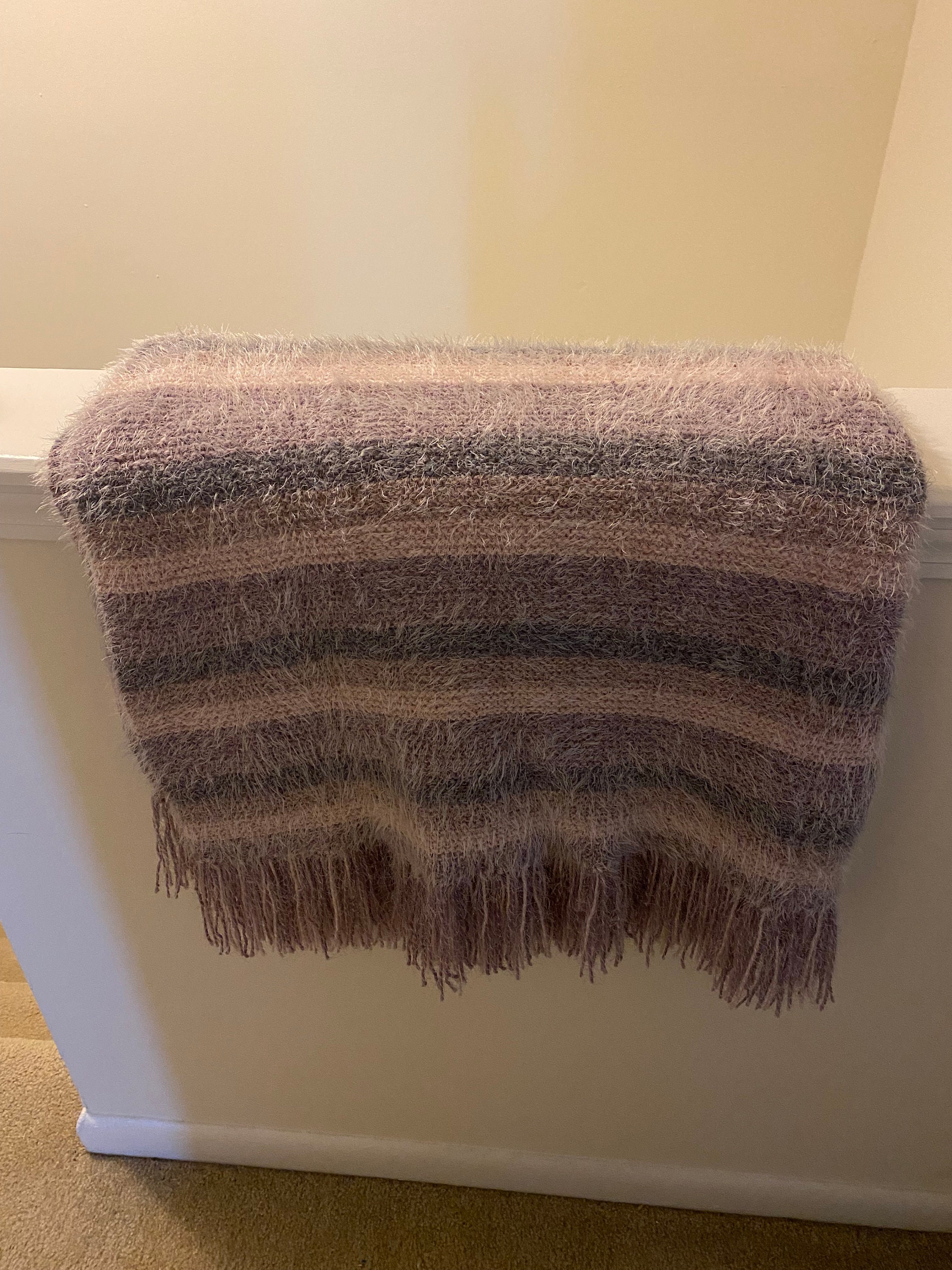 Latte Cake Throw With Fringe knit Pattern Only Perfect for Beginners 